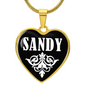 Sandy v01w - 18k Gold Finished Heart Pendant Luxury Necklace