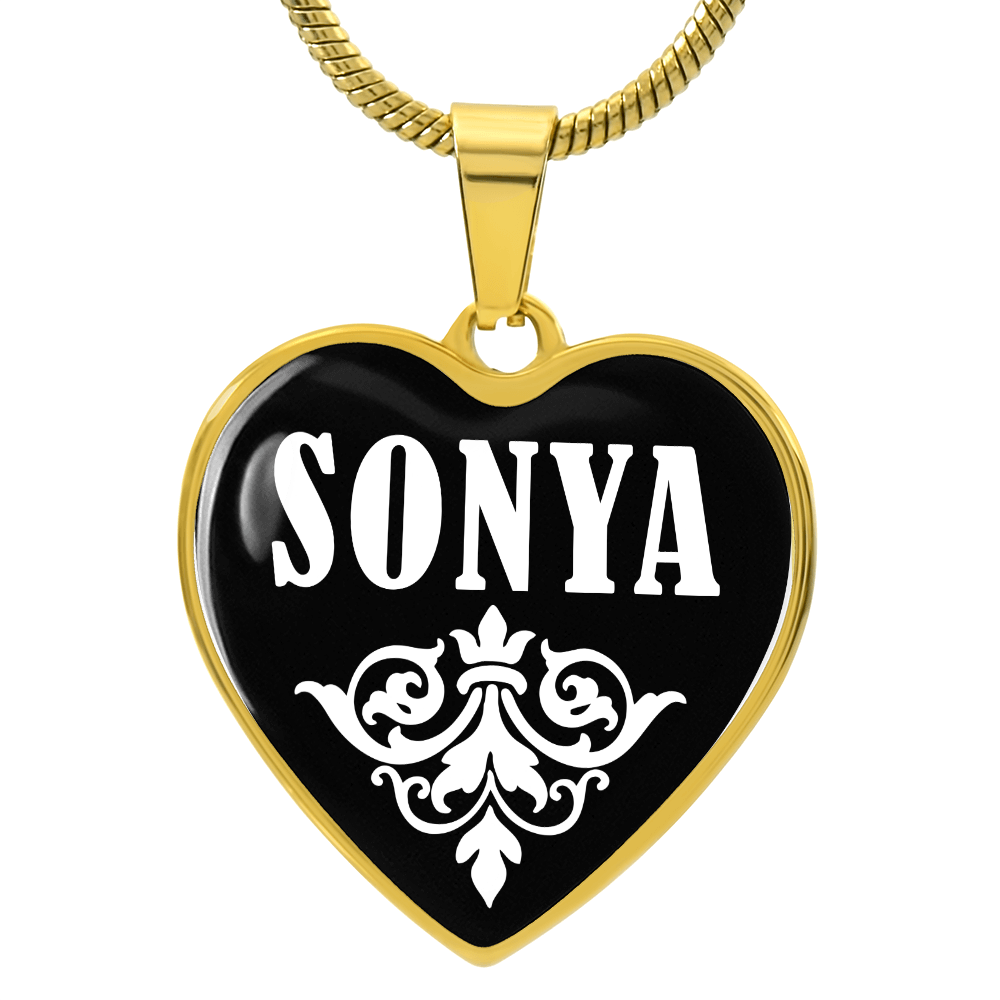 Sonya v01w - 18k Gold Finished Heart Pendant Luxury Necklace