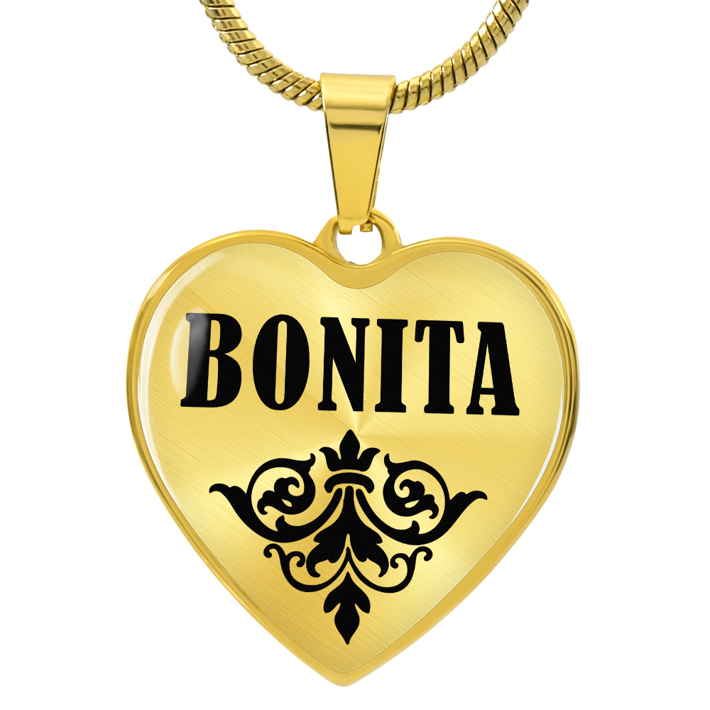 Bonita v01 - 18k Gold Finished Heart Pendant Luxury Necklace