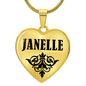 Janelle v01 - 18k Gold Finished Heart Pendant Luxury Necklace
