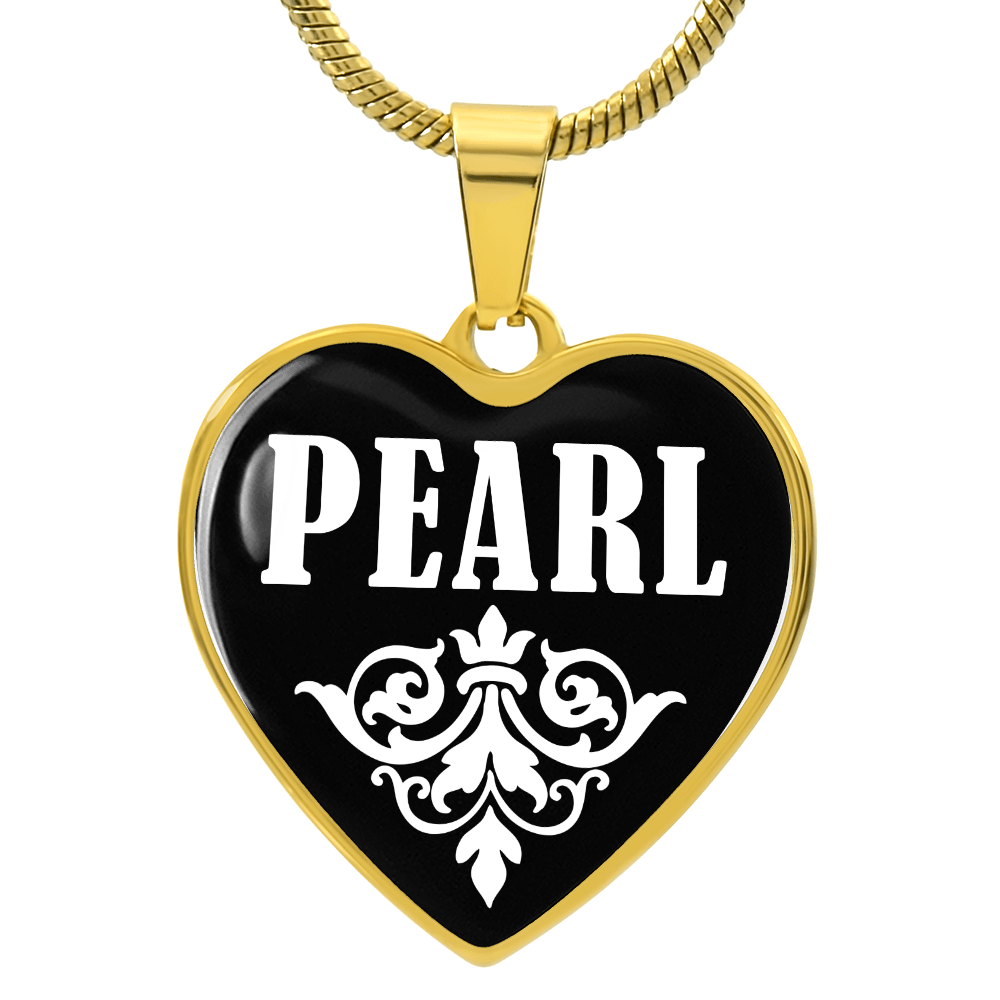 Pearl v01w - 18k Gold Finished Heart Pendant Luxury Necklace