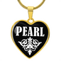 Pearl v01w - 18k Gold Finished Heart Pendant Luxury Necklace