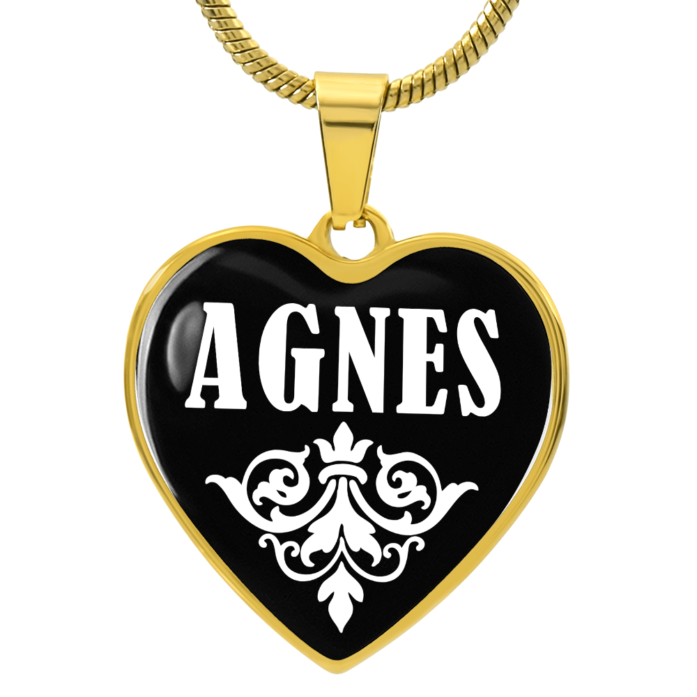 Agnes v01w - 18k Gold Finished Heart Pendant Luxury Necklace