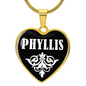 Phyllis v01w - 18k Gold Finished Heart Pendant Luxury Necklace