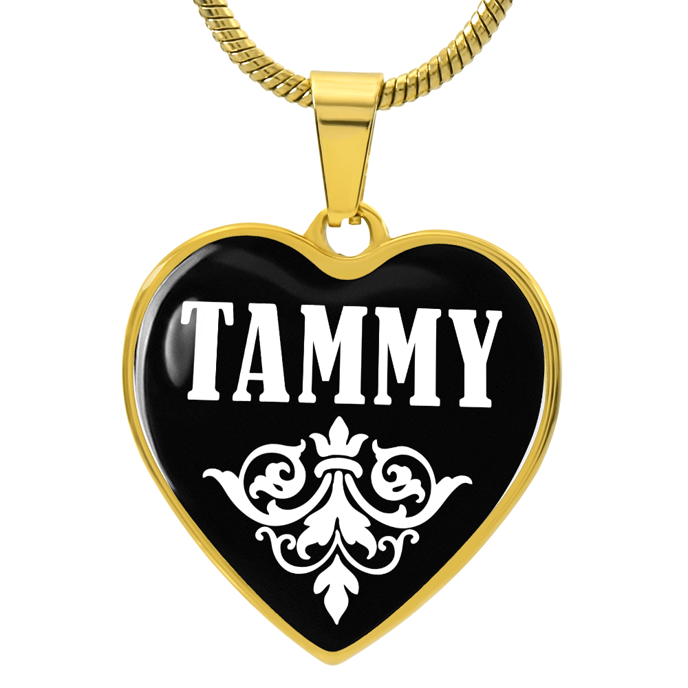 Tammy v01w - 18k Gold Finished Heart Pendant Luxury Necklace