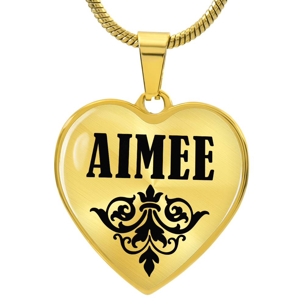 Aimee v01 - 18k Gold Finished Heart Pendant Luxury Necklace