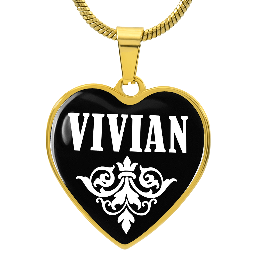 Vivian v01w - 18k Gold Finished Heart Pendant Luxury Necklace