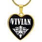 Vivian v01w - 18k Gold Finished Heart Pendant Luxury Necklace