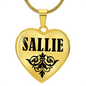 Sallie v01 - 18k Gold Finished Heart Pendant Luxury Necklace
