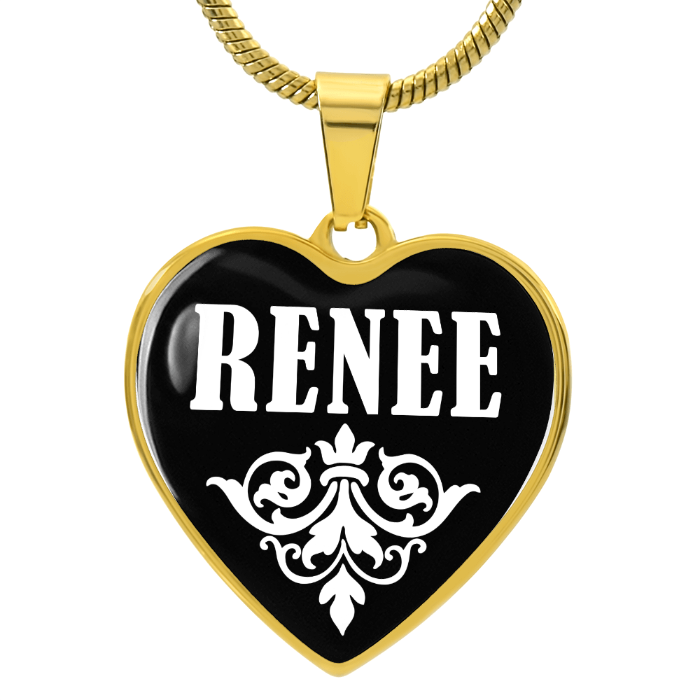 Renee v01w - 18k Gold Finished Heart Pendant Luxury Necklace