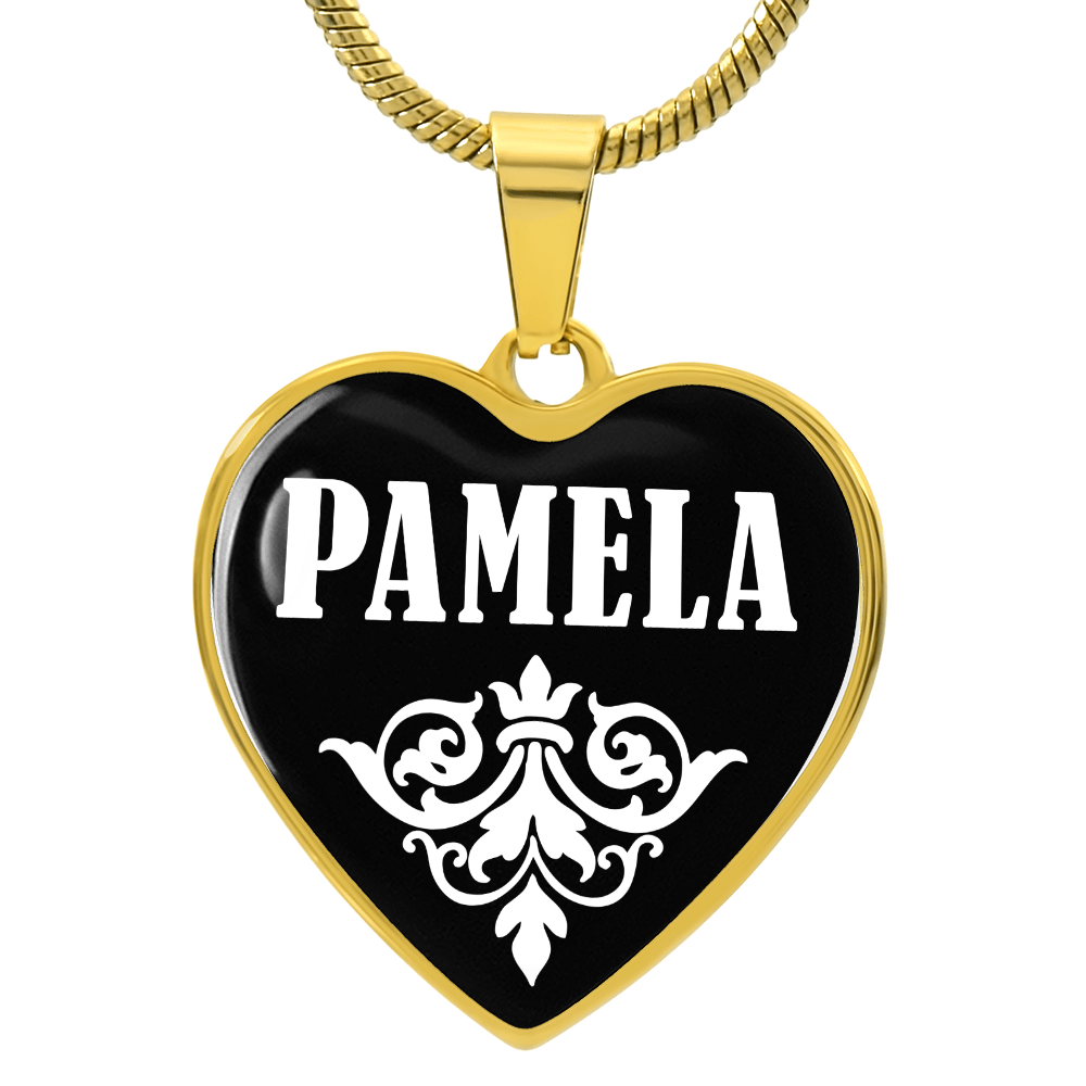 Pamela v01w - 18k Gold Finished Heart Pendant Luxury Necklace