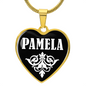 Pamela v01w - 18k Gold Finished Heart Pendant Luxury Necklace