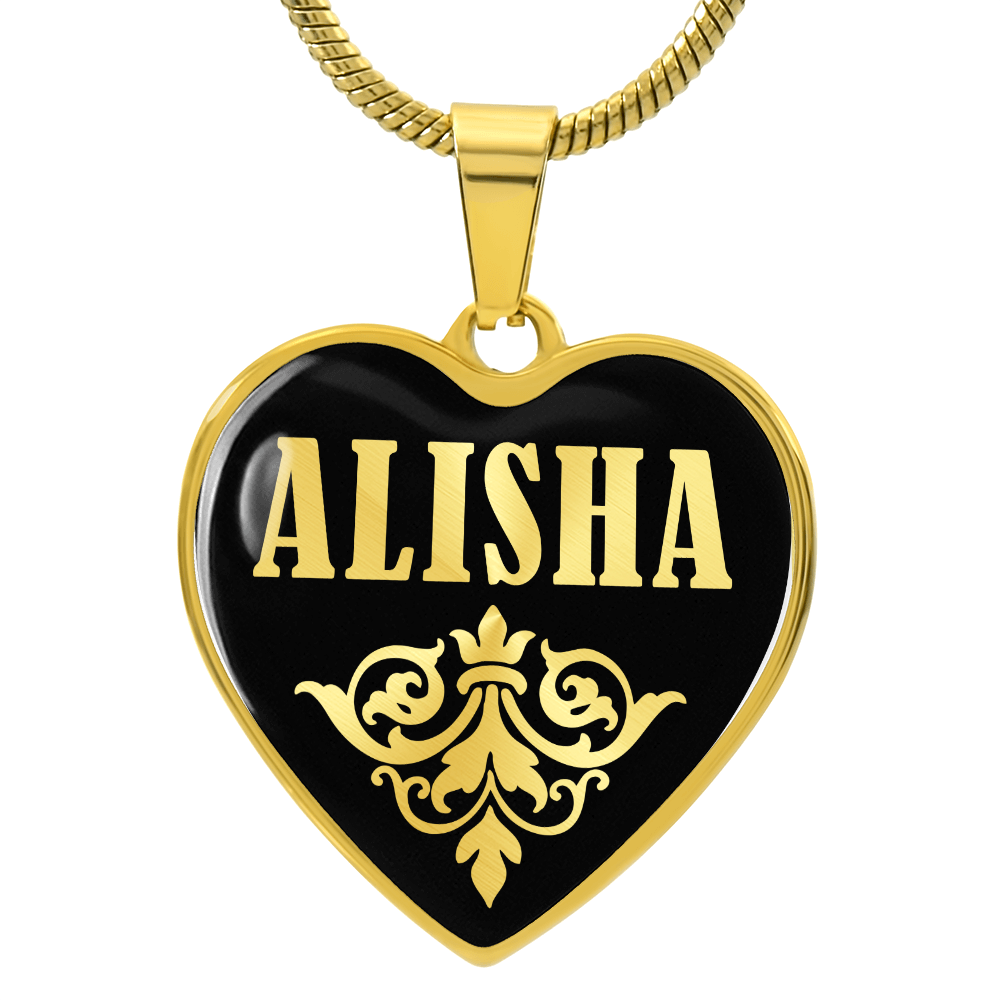Alisha v02 - 18k Gold Finished Heart Pendant Luxury Necklace