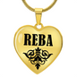 Reba v01 - 18k Gold Finished Heart Pendant Luxury Necklace