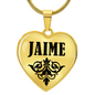 Jaime v01 - 18k Gold Finished Heart Pendant Luxury Necklace