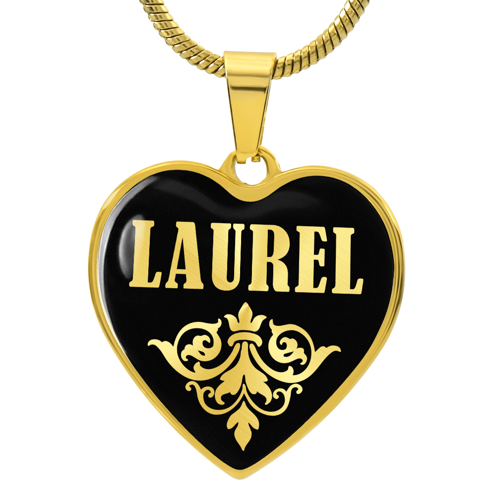 Laurel v02 - 18k Gold Finished Heart Pendant Luxury Necklace
