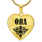 Ora v01 - 18k Gold Finished Heart Pendant Luxury Necklace