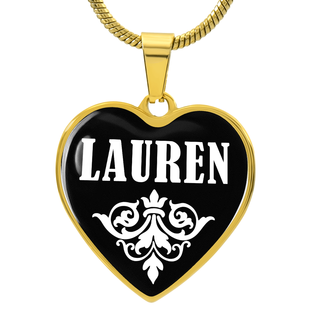 Lauren v01w - 18k Gold Finished Heart Pendant Luxury Necklace