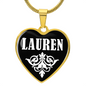 Lauren v01w - 18k Gold Finished Heart Pendant Luxury Necklace