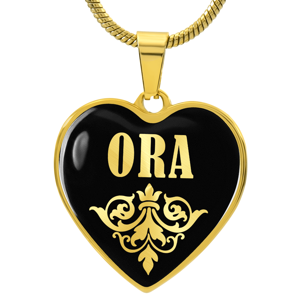 Ora v02 - 18k Gold Finished Heart Pendant Luxury Necklace