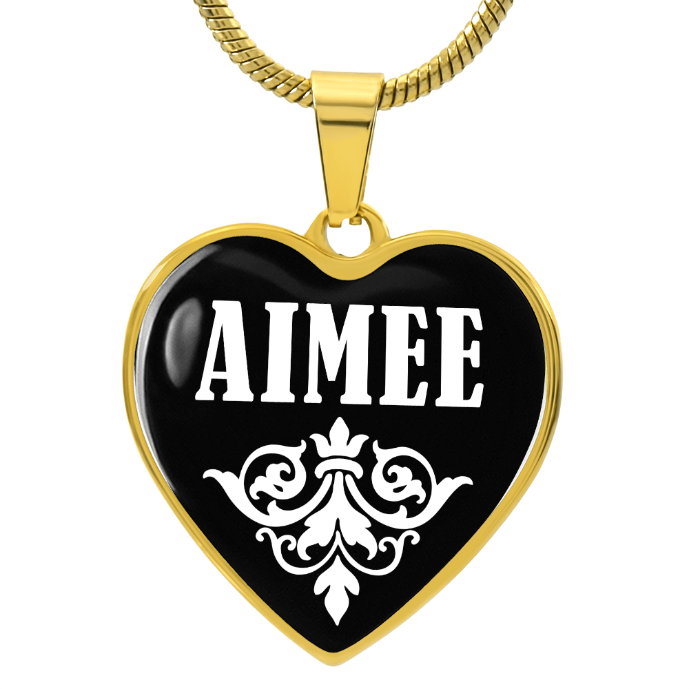 Aimee v03 - 18k Gold Finished Heart Pendant Luxury Necklace