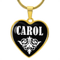 Carol v01w - 18k Gold Finished Heart Pendant Luxury Necklace