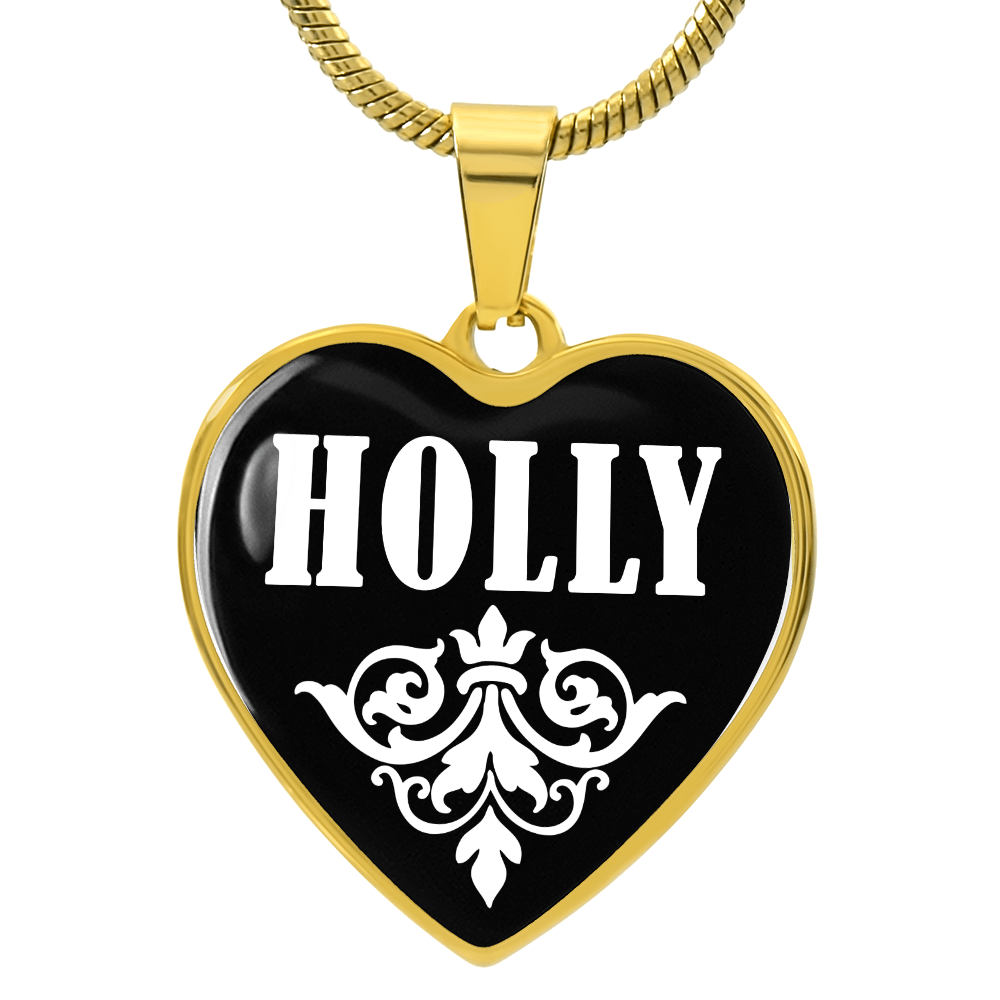 Holly v01w - 18k Gold Finished Heart Pendant Luxury Necklace