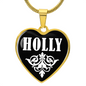 Holly v01w - 18k Gold Finished Heart Pendant Luxury Necklace