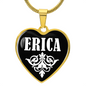 Erica v01w - 18k Gold Finished Heart Pendant Luxury Necklace