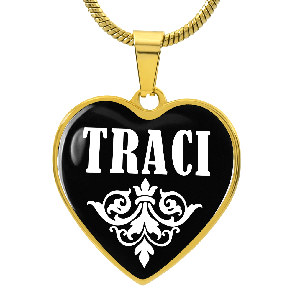 Traci v01w - 18k Gold Finished Heart Pendant Luxury Necklace