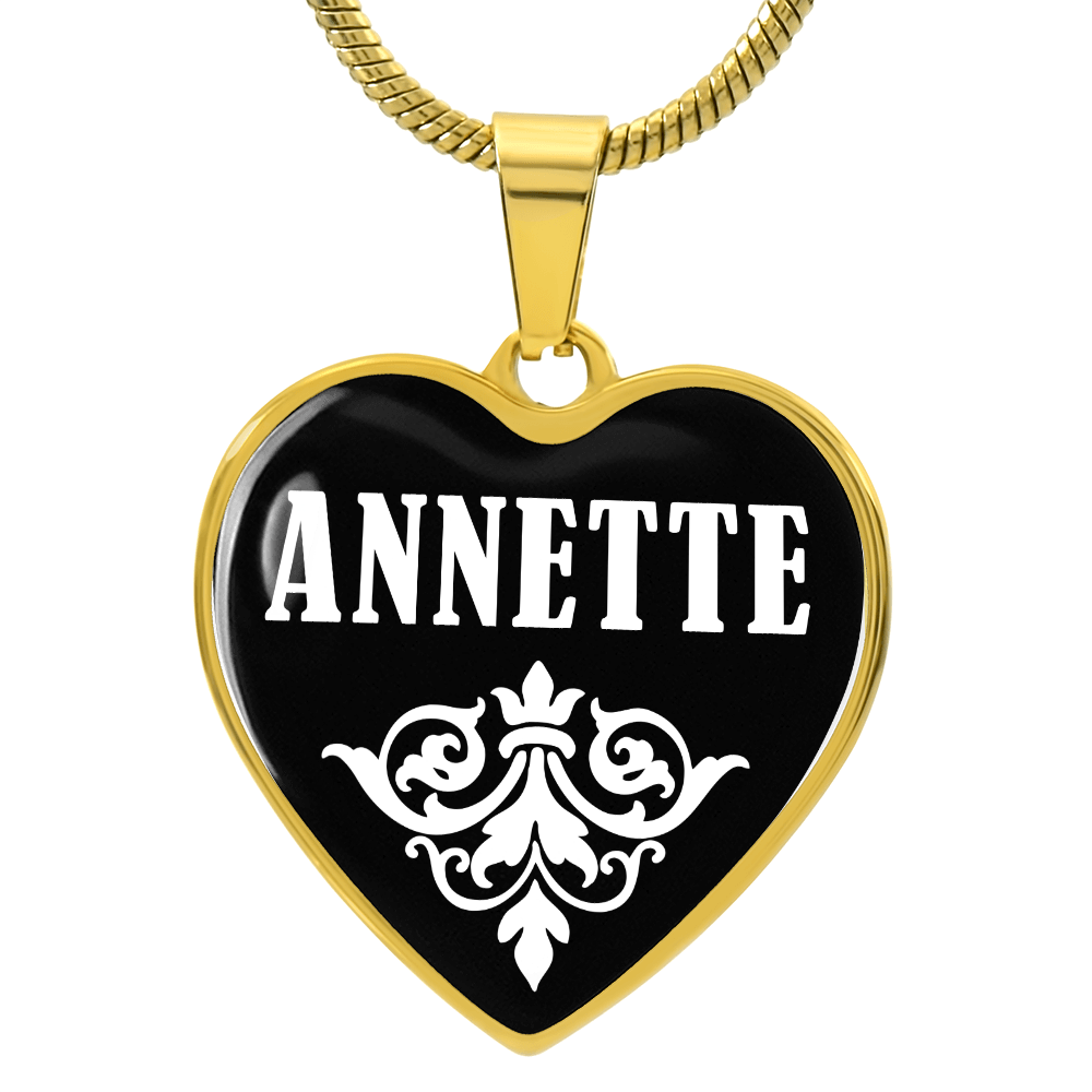 Annette v01w - 18k Gold Finished Heart Pendant Luxury Necklace