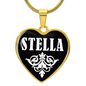 Stella v01w - 18k Gold Finished Heart Pendant Luxury Necklace