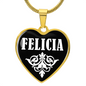 Felicia v01w - 18k Gold Finished Heart Pendant Luxury Necklace