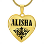 Alisha v01 - 18k Gold Finished Heart Pendant Luxury Necklace