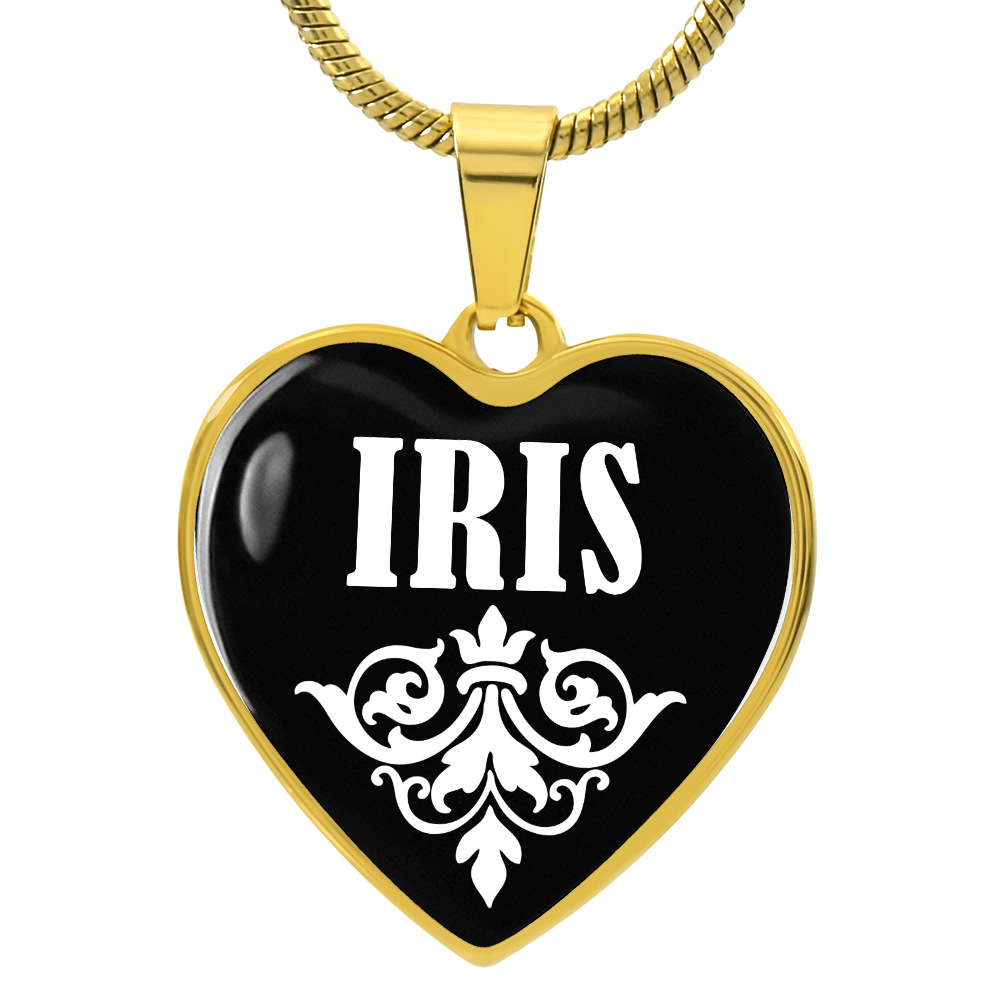 Iris v01w - 18k Gold Finished Heart Pendant Luxury Necklace