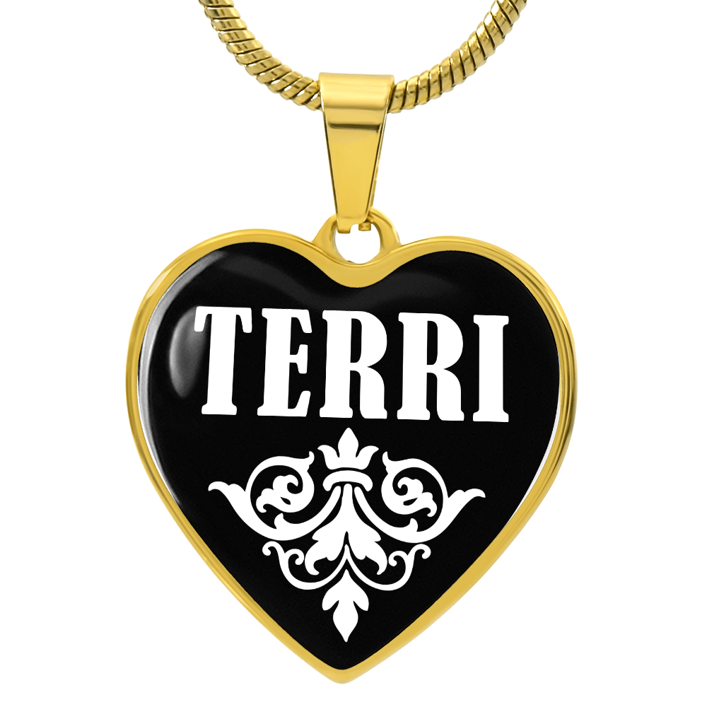 Terri v01w - 18k Gold Finished Heart Pendant Luxury Necklace