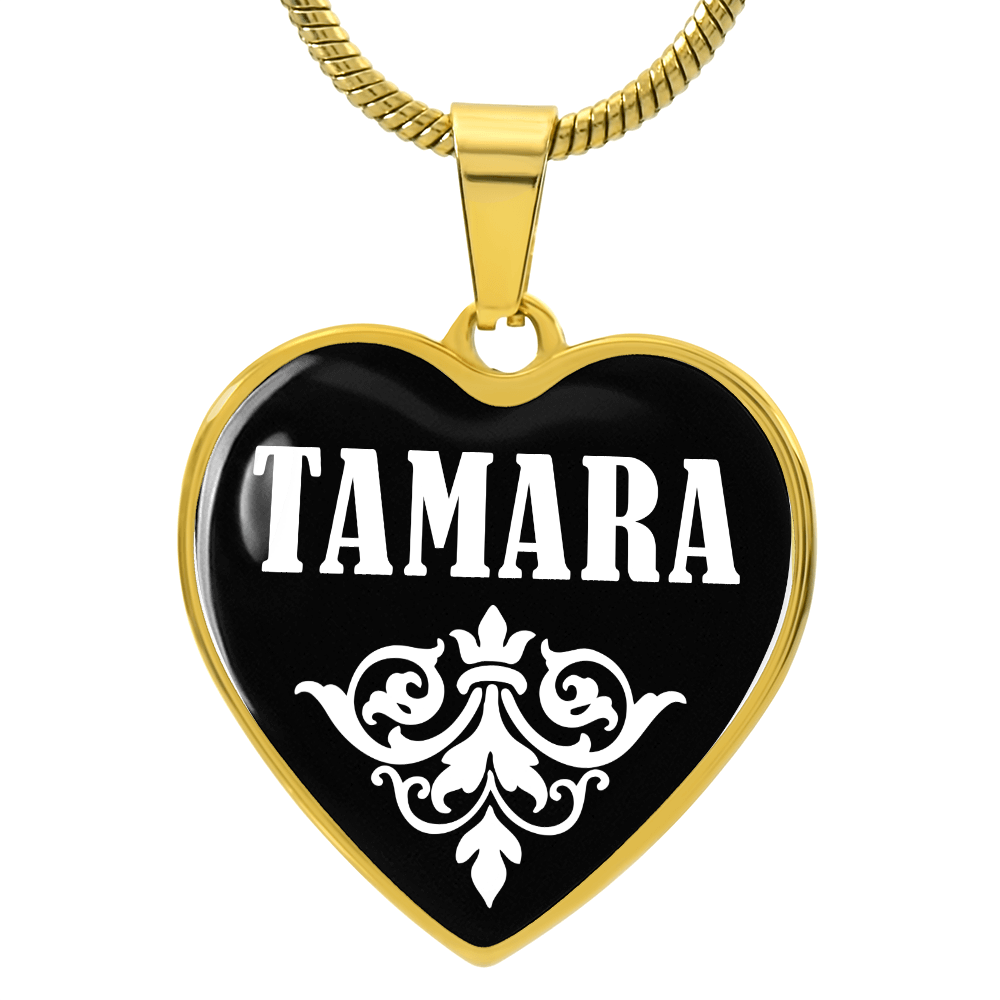 Tamara v01w - 18k Gold Finished Heart Pendant Luxury Necklace