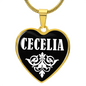 Cecelia v03 - 18k Gold Finished Heart Pendant Luxury Necklace