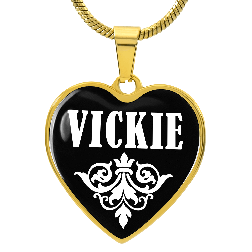 Vickie v01w - 18k Gold Finished Heart Pendant Luxury Necklace