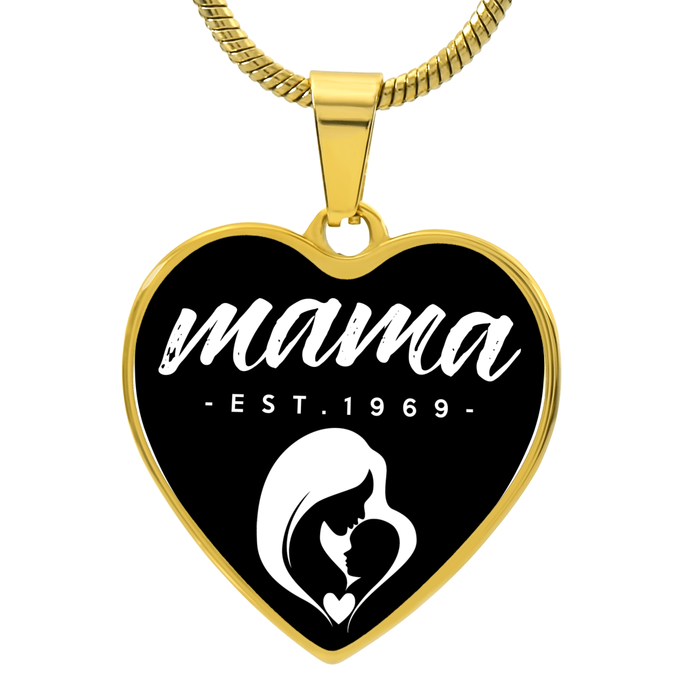 Mama, Est. 1969 v3 - 18k Gold Finished Heart Pendant Luxury Necklace
