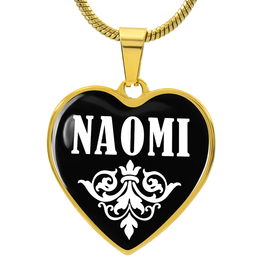 Naomi v01w - 18k Gold Finished Heart Pendant Luxury Necklace