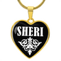 Sheri v01w - 18k Gold Finished Heart Pendant Luxury Necklace