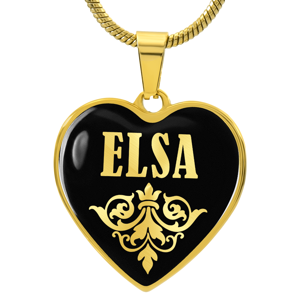 Elsa v02 - 18k Gold Finished Heart Pendant Luxury Necklace