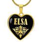 Elsa v02 - 18k Gold Finished Heart Pendant Luxury Necklace