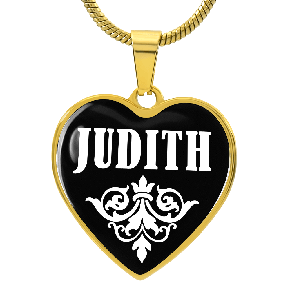 Judith v01w - 18k Gold Finished Heart Pendant Luxury Necklace