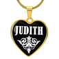 Judith v01w - 18k Gold Finished Heart Pendant Luxury Necklace