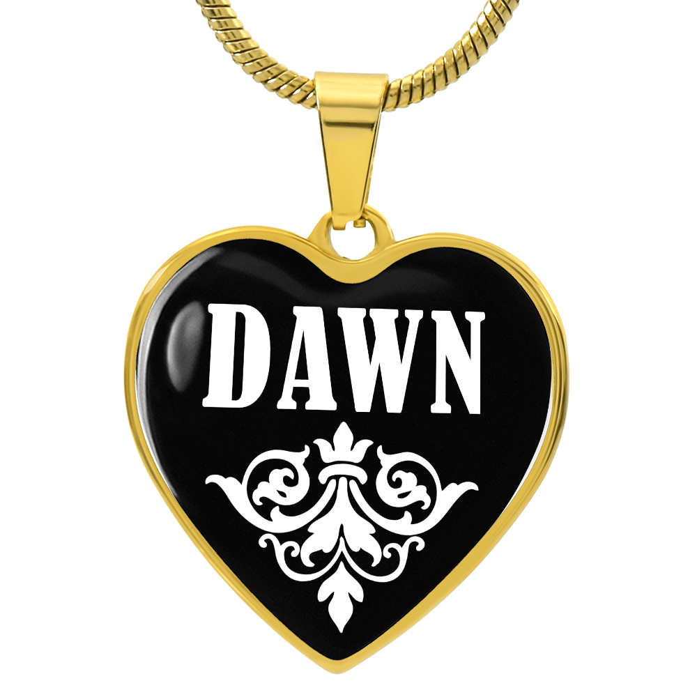 Dawn v01w - 18k Gold Finished Heart Pendant Luxury Necklace