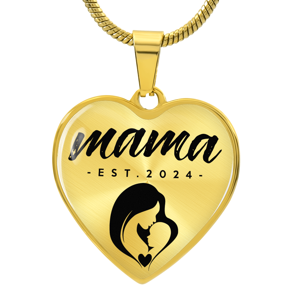 Mama, Est. 2024 - 18k Gold Finished Heart Pendant Luxury Necklace