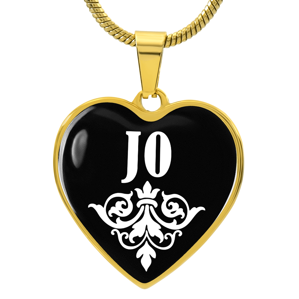 Jo v01w - 18k Gold Finished Heart Pendant Luxury Necklace