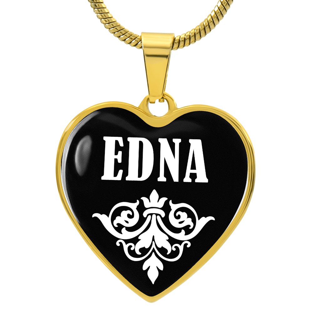 Edna v01w - 18k Gold Finished Heart Pendant Luxury Necklace